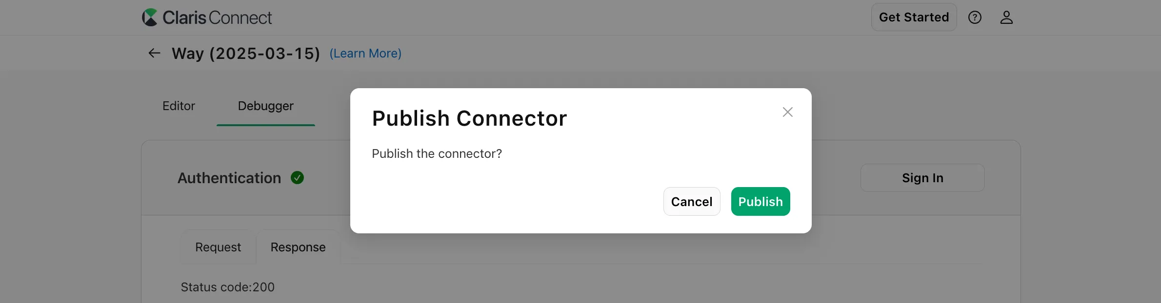 Claris Connect confirm